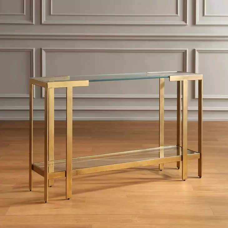 Grafton Gold Rectangular Glass Top Console Table