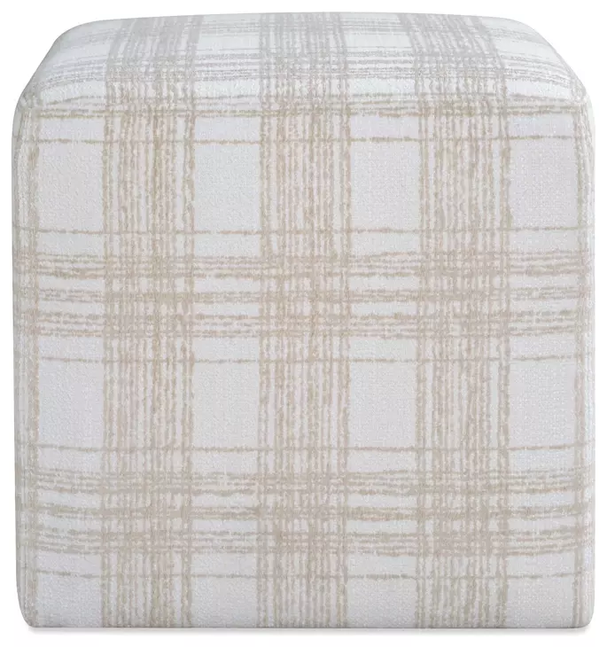 Fairmont Porcelain Plaid Upholstered Square Ottoman