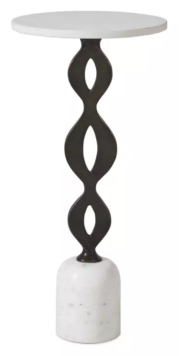Arlington Dark Bronze and White Round Marble Top Drink Table