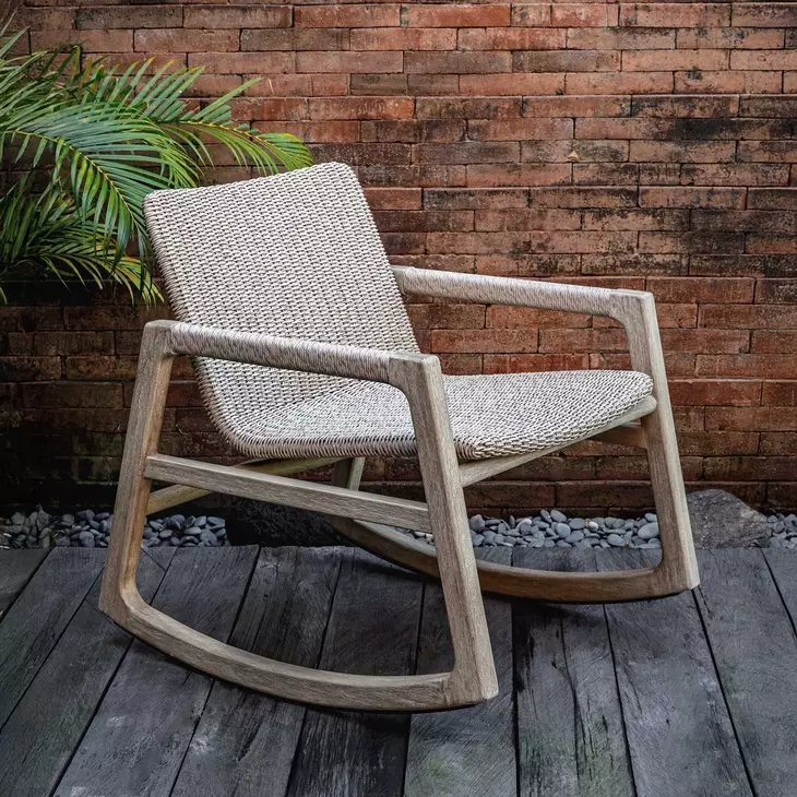 Prescott Twisted Oatmeal and Cerused Wheat Outdoor Rocking Chair