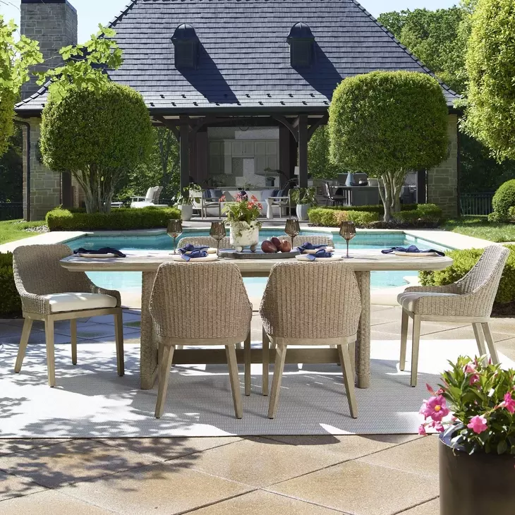 Carlisle Cerused Wheat Outdoor 92" Rectangular Dining Table