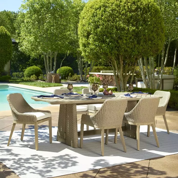 Carlisle Cerused Wheat Outdoor 92" Rectangular Dining Table
