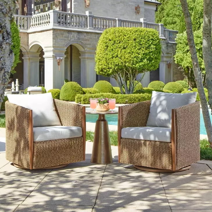 Cala Oatmeal Upholstered Outdoor Swivel Rocking Chair