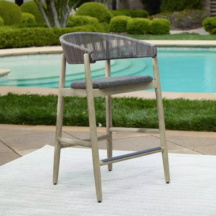 Belmont Java and Cerused Wheat Outdoor Counter Height Stool