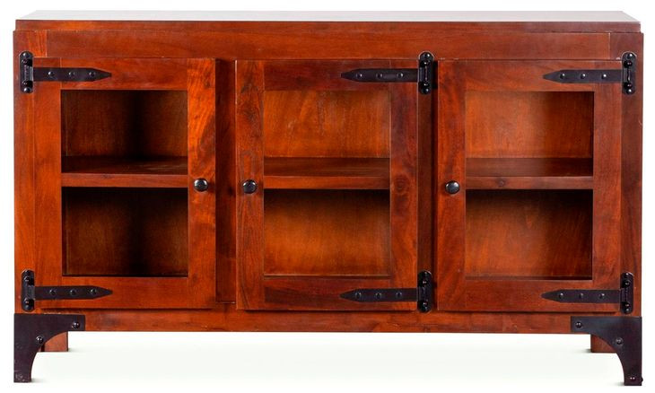 Sterling Dark Walnut 3 Glass Door Sideboard