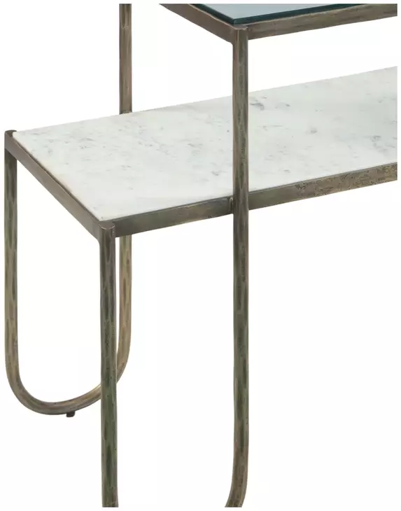 Sonoma White and Gold Rectangular Glass Top Nesting Console Table