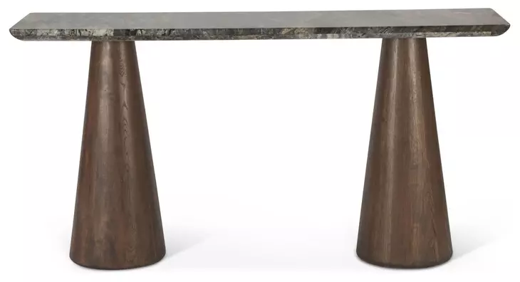 Caldera Dark Oak and Lava Marble Top Console Table