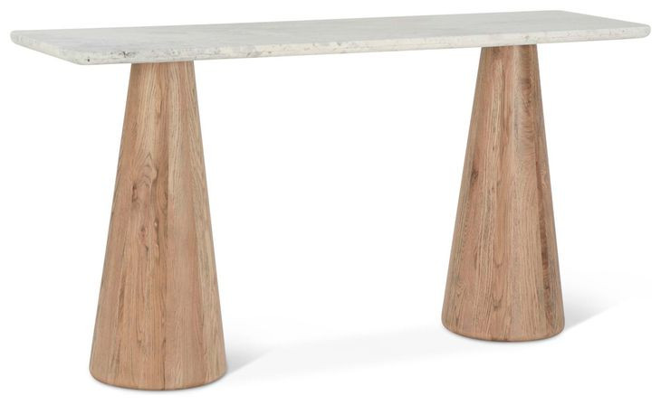 Caldera Light Oak and White Travertine Top Occasional Table Set
