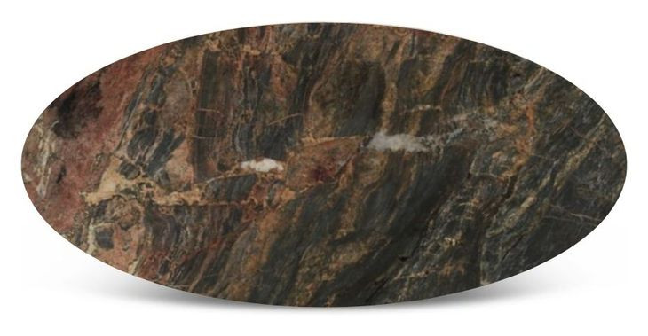 Caldera Dark Oak and Lava Marble Top 90" Oval Dining Table