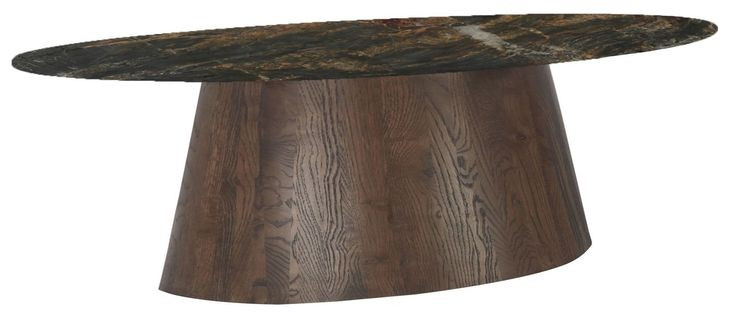Caldera Dark Oak and Lava Marble Top 90" Oval Dining Table