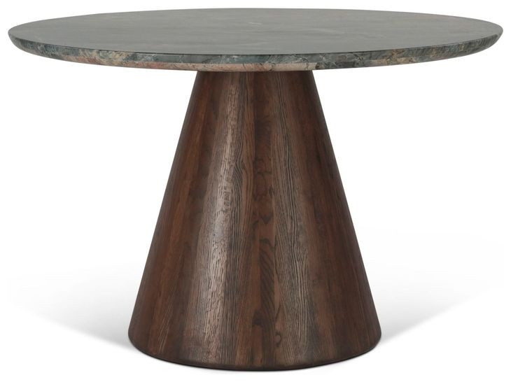 Caldera Dark Oak and Lava Marble Top 48" Round Dining Room Set