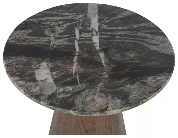 Caldera Dark Oak and Lava Marble Top Round Side Table