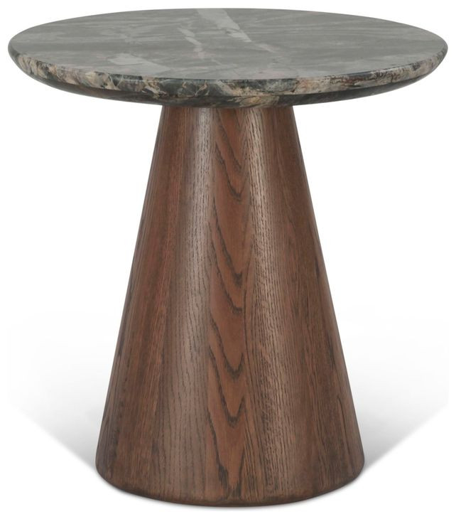 Caldera Dark Oak and Lava Marble Top Round Side Table