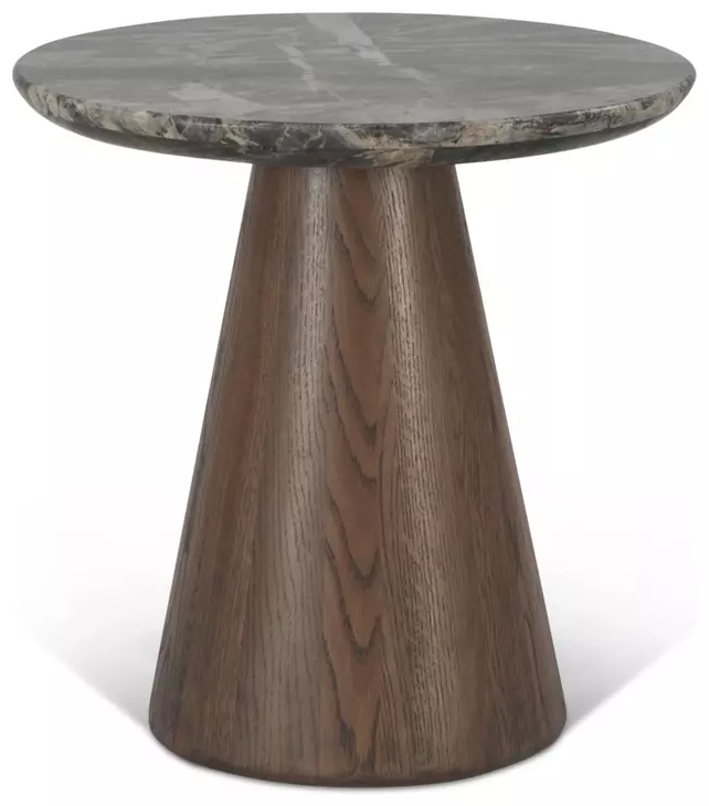 Caldera Dark Oak and Lava Marble Top Round Side Table