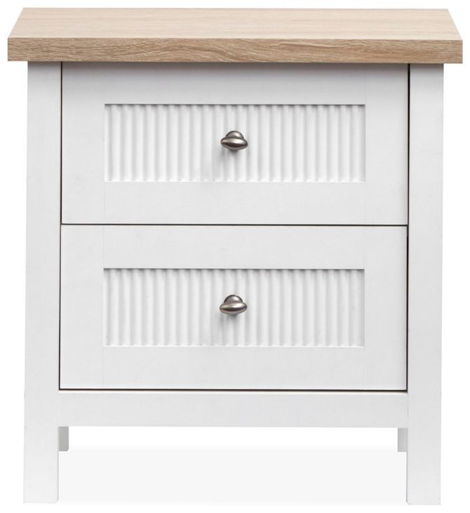 Windmill Harbour White Whisp and Sand 2 Drawer Nightstand with USB Charging