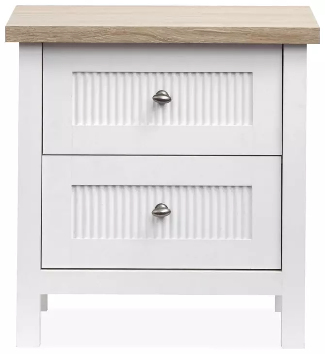 Windmill Harbour White Whisp and Sand 2 Drawer Nightstand with USB Charging