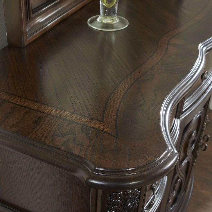 Royale Brown 9 Drawer Dresser and Mirror