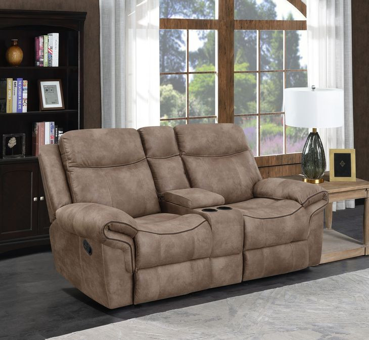 Nashville Light Brown 78" Manual Glider Reclining Console Loveseat
