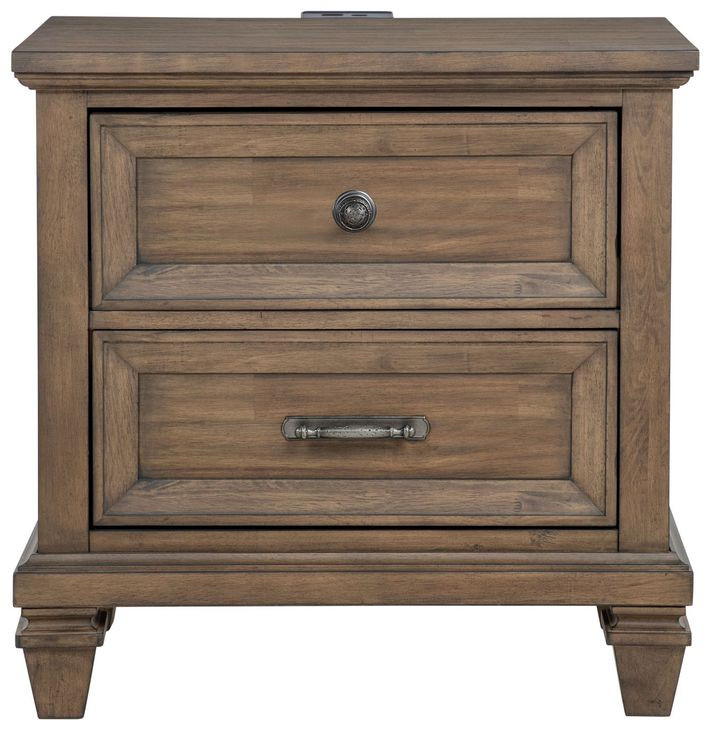 Mariana Mocha 2 Drawer Nightstand with USB Charging