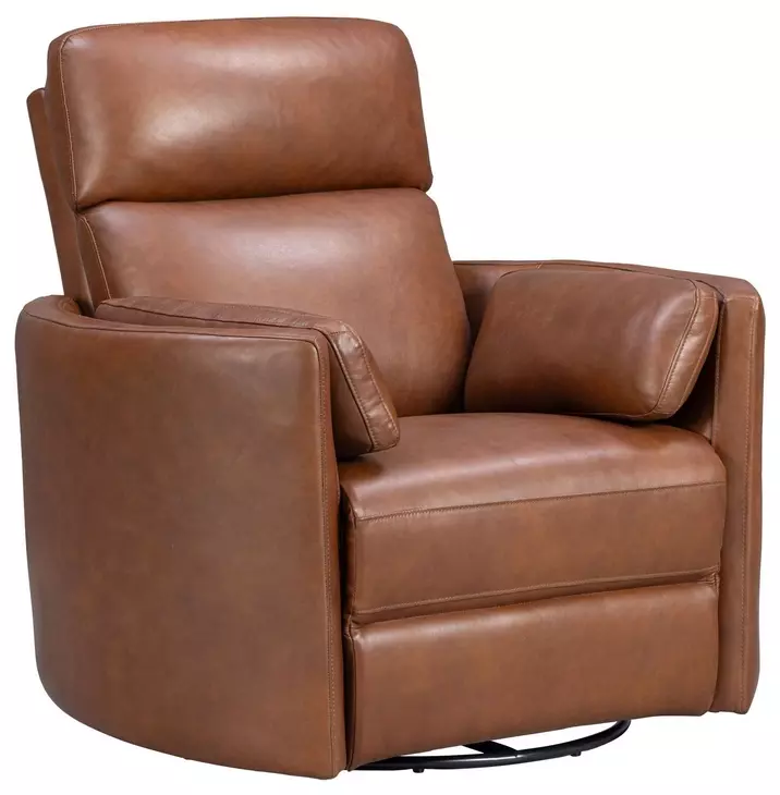 Arcadia Vintage Whiskey Leather Swivel Glider Power Recliner with USB Charging