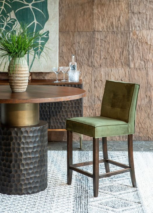 Aven Green Eco Suede Counter Height Stool