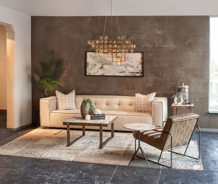 Rhodes Antique Brass and Marble Top Square Cocktail Table