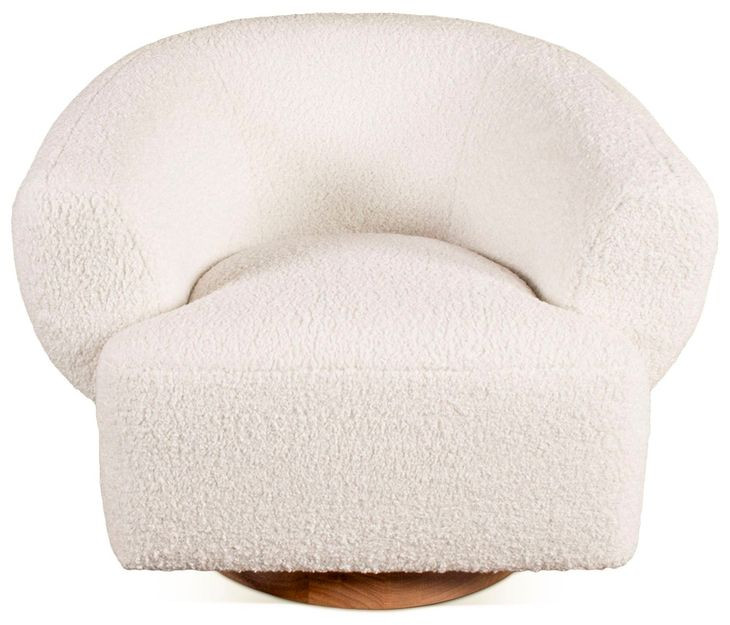 Florence Cream Boucle Fabric Swivel Accent Chair