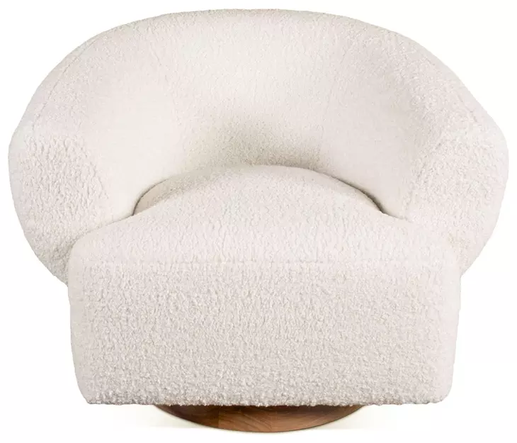 Florence Cream Boucle Fabric Swivel Accent Chair