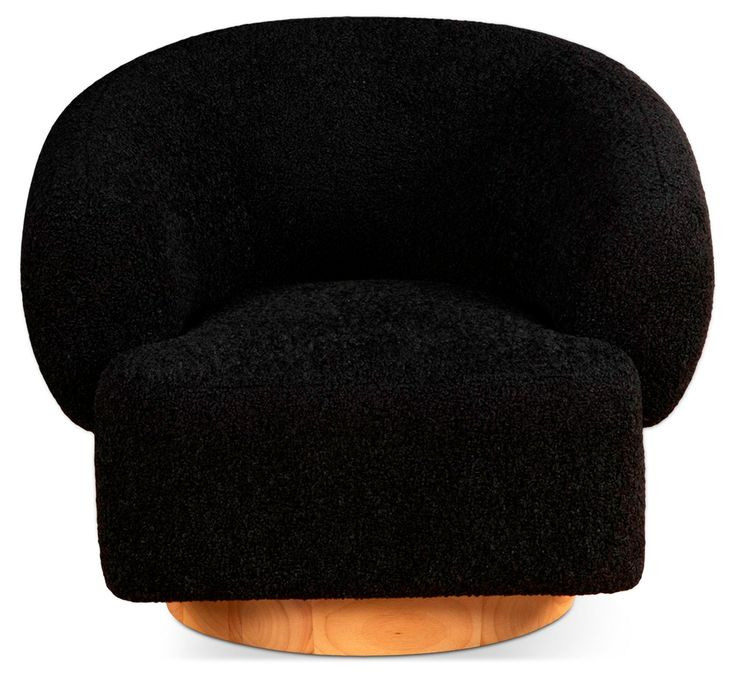 Florence Black Boucle Fabric Swivel Accent Chair