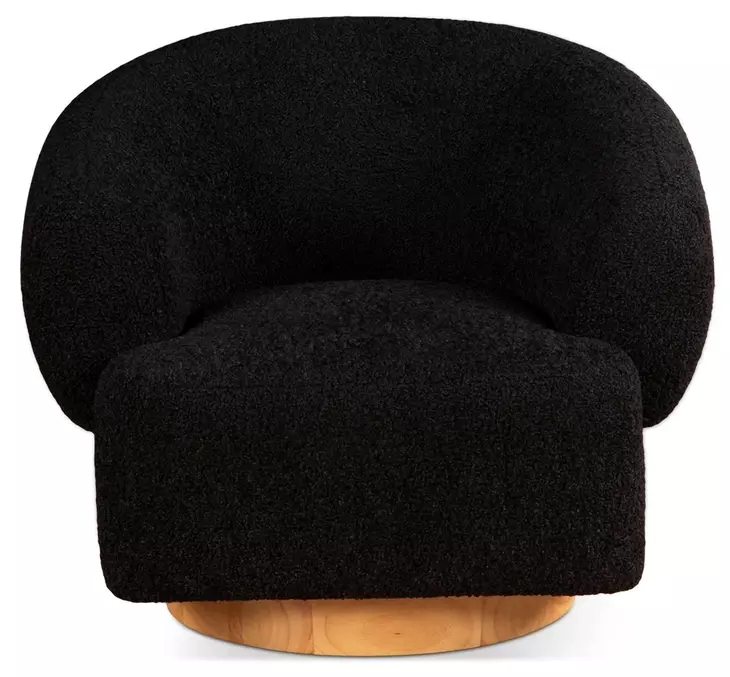 Florence Black Boucle Fabric Swivel Accent Chair