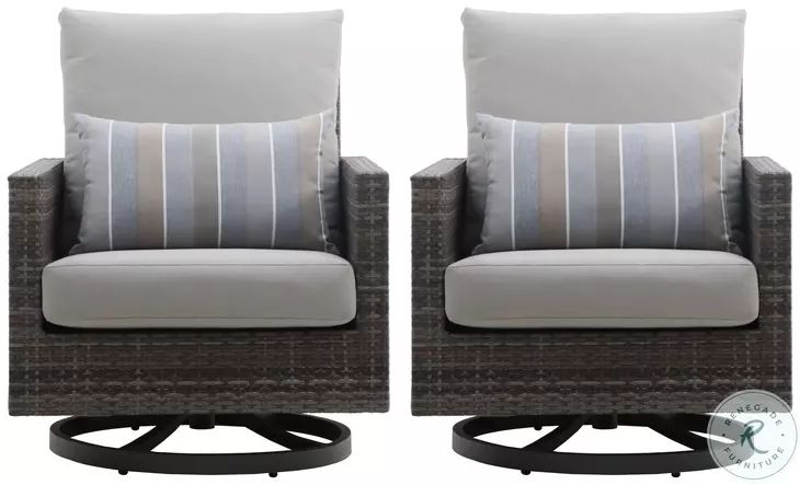 Bungalow Gray Outdoor Patio Swivel Club Chair Set Of 2