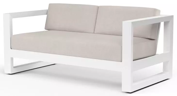 Newport Canvas Natural 65" Outdoor Loveseat