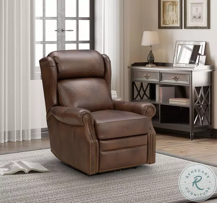 Gabby Worthington Cognac Power Recliner with Power Headrest And Lumbar