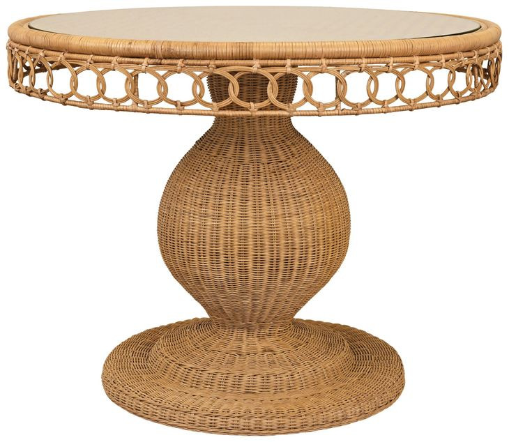 Gabrielle Brown 40" Round Glass Top Dining Table