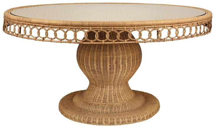 Gabrielle Brown 60" Round Glass Top Dining Table