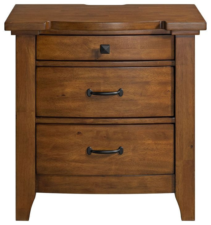Joseph Chestnut 3 Drawer Nightstand with USB Charging