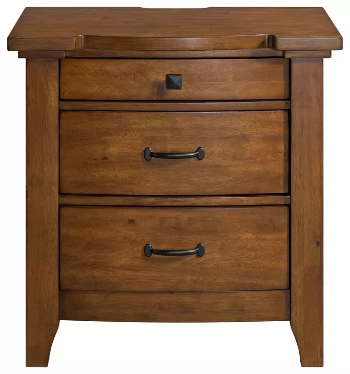 Joseph Chestnut 3 Drawer Nightstand with USB Charging