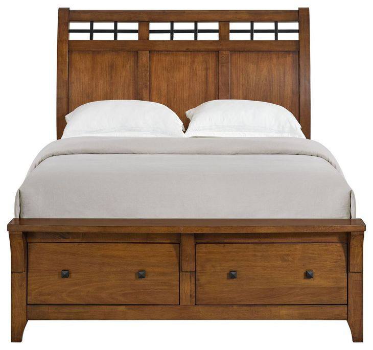 Joseph Chestnut Queen Sleigh Storage Bed