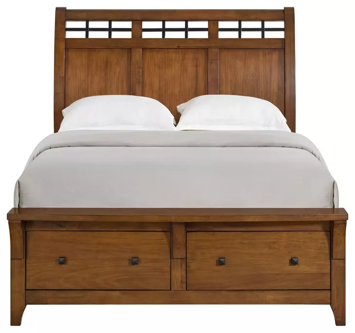 Joseph Chestnut Queen Sleigh Storage Bed