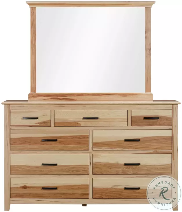 Gallagher Natural Hickory 9 Drawer Dresser with Mirror
