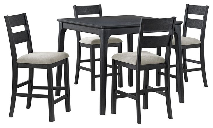 Mendoza Black and Gray Upholstered 5 Piece Counter Height Dining Set