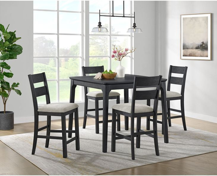 Mendoza Black and Gray Upholstered 5 Piece Counter Height Dining Set