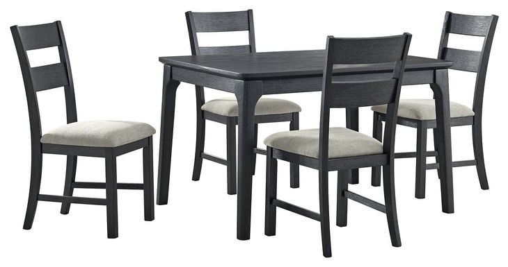 Mendoza Black and Gray Upholstered 5 Piece Dining Set