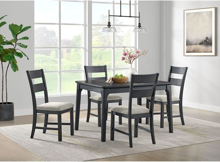 Mendoza Black and Gray Upholstered 5 Piece Dining Set