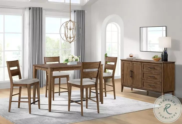 Koloa Honey Extendable Leg Counter Height Gathering Dining Room Set