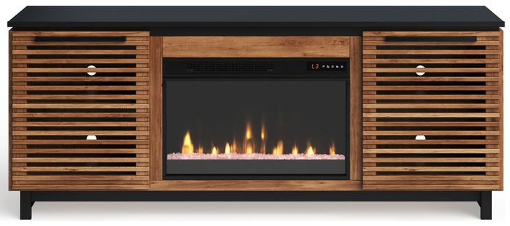 Graceland Bourbon and Black 69" TV Stand with Fireplace