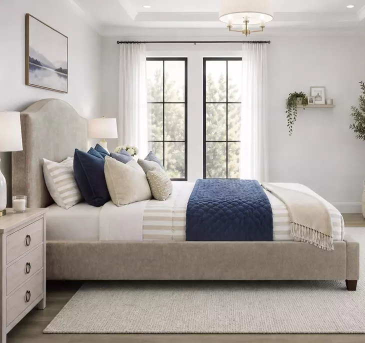 Gina Rosemont Stone and Espresso King Upholstered Panel Bed From Parker ...