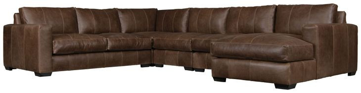 Dawkins Brown Leather 5 Piece Modular Sectional