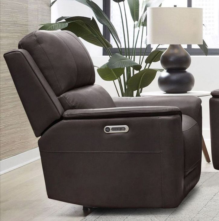 Easton Steamboat Brown Leather Zero Gravity Power Recliner with USB Charging