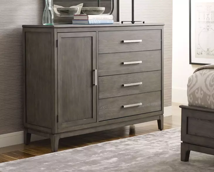 Cascade Sable 4 Drawer Door Garrison Bureau with Rectangular Landscape Mirror